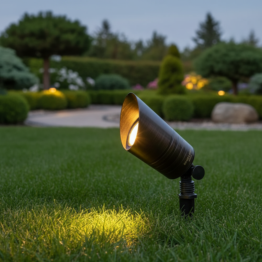 4-Pack Solid Brass Landscape Lights - 12V Low Voltage Outdoor